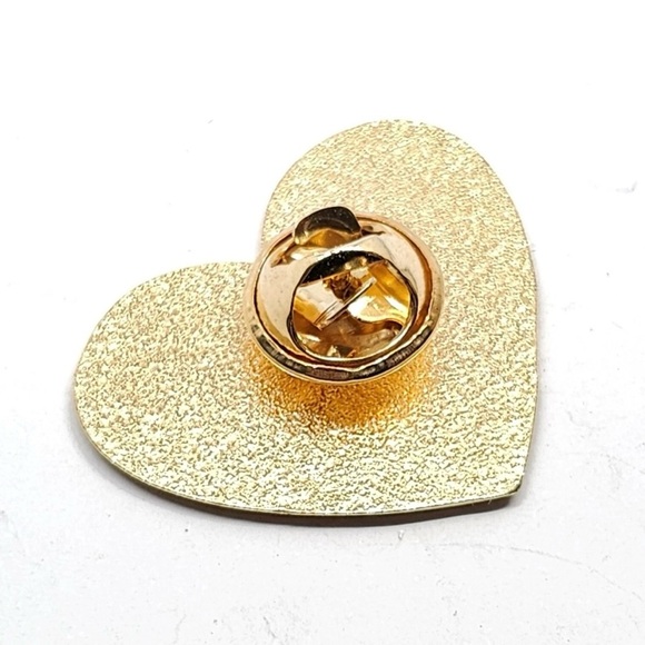 Cute but Psycho Heart Enamel Pin - Funny Red & Gold Brooch - Picture 7 of 8